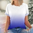 thumbnail image 4 of Scyoekwg Comfy Shirts for Women Casual Gradient Print Graphic Tee T Shirts Comfy Crew Neck Trendy Basic Tops Short Sleeve T Shirts Tshirt Blouses (Blue,XXXL), 4 of 5