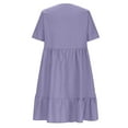 thumbnail image 5 of Summer Dresses for Women under $10! Xqxayjr Womens 2025 Summer Dresses Flowy Swing Short Sleeve Loose Casual Beach Vacation Dress V Neck Tiered A Line Pleated Boho Midi Church Dresses, 5 of 9