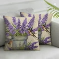 thumbnail image 2 of COMIO Natural Vintage Farmhouse Pillowcase Lavender Purple Flowers Pillow Cover Bird Butterfly Plant Cushion Case Beautiful French Rustic Pillow Cover for Sofa Garden Outdoor Bedroom Car, 2 of 6