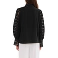 thumbnail image 3 of INSPIRE CHIC Lace Trim Top for Women's Elegant Stand Collar Victorian Long Sleeve Button Down Blouse 2XL Black, 3 of 6