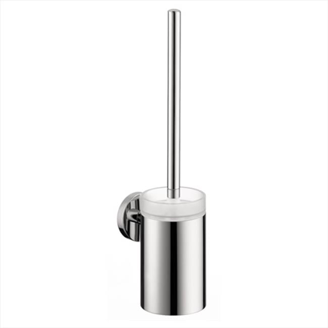 Bathroom Wall Mount Chrome Brass Toilet Cleaning Brush Holder Set with Glass Cup 