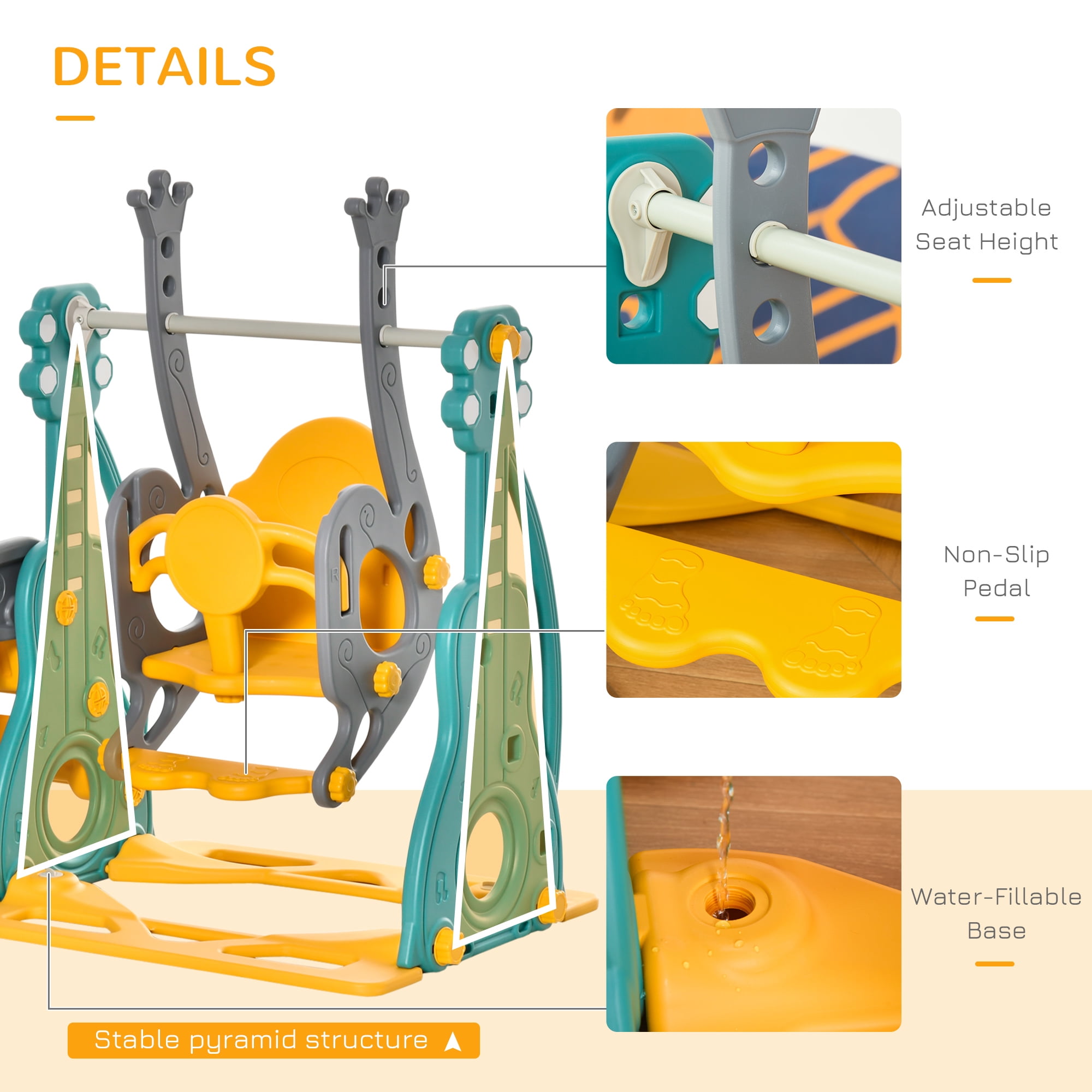 EUROCO Kids Playground Climber Slide Playset with Slide,Drawing Whiteboard And Storage Space,Baby Swing Set for Indoor Outdoor Backyard