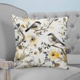 thumbnail image 4 of Pillow Covers 16x16 Set of 2, Yellow Grey Botanical Throw Pillow Covers Decorative Couch Cushion Cover, Spring Floral Summer Birds Vintage Microfiber Soft Square Pillowcases for Bedroom Sofa, 4 of 7