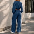 thumbnail image 4 of 2 Piece Sets for Women Lounge Sets Long Sleeve Tops Sweatshirt Wide Leg Pants Fall Casual Vacation Travel Outfits with Pockets, 4 of 6