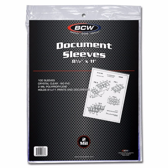 10 packs of 100 (1 case of 1000) BCW 8 1/2" x 11" Document Sleeves