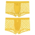 thumbnail image 2 of TANBOM Men's Bulge Enhancing Boxer Briefs Mesh Transparent Underwear Yellow L 1-Pack, 2 of 6