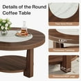 thumbnail image 5 of Tribesigns Coffee Table, Wood Round Coffee Table Industrial 2-Tier Circle Accent Center Table for Living Room, Brown & White, 5 of 5