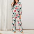 thumbnail image 6 of Rateoe Roses and Butterflies Pattern Womens Pajamas Set Long Sleeve Sleepwear Button Down Nightwear Soft Cotton Pj Lounge Sets, 6 of 9