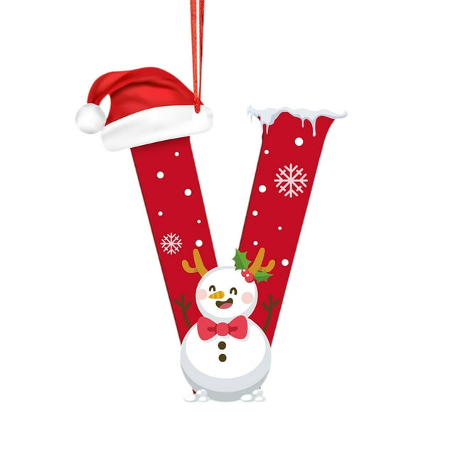 Adornos navideños, adornos navideños, regalos navideños, árbol de Navidad acrílico 2D, colgante de 26 letras, regalo decorativo, colgantes para fiestas navideñas familiares, objetos colgantes