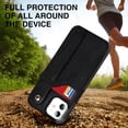 thumbnail image 5 of Design for iPhone 11/Eleven Phone Case with Screen Protector Adjustable Wrist Strap Kickstand Credit Card Slot Slim Shockproof Hybrid Rugged Protective Cover for iPhone11 Women Men 6.1 inch Black, 5 of 7