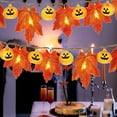 thumbnail image 5 of Zhourta Halloween Maple Leaf Pumpkin LED String Lights 10ft with Fake Foliage for Room Yard Party Decor Warm Fall Lights, 5 of 6