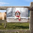 thumbnail image 2 of Playful Saint Bernard Welcomes Winter Snowy Day with Cardinal Bird Horizontal Metal Aluminum Sign St Dog Lover Wall Art Home Decor - 2017, 2 of 5