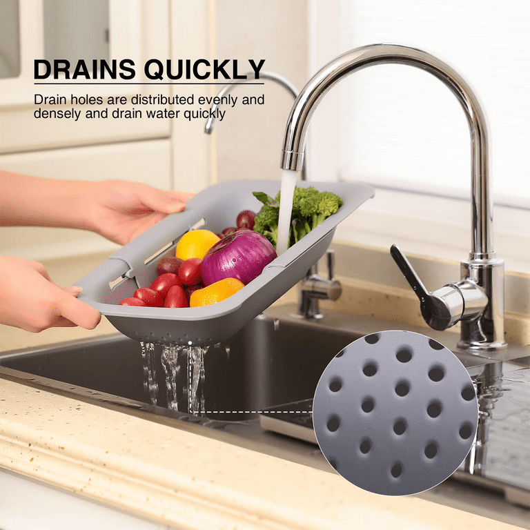 Kitchen Gadgets Telescopic Wash Basin Kitchen Accessories Draining Basket  Home Wash Fruit Tray Sink Water Filter Basket Shelf