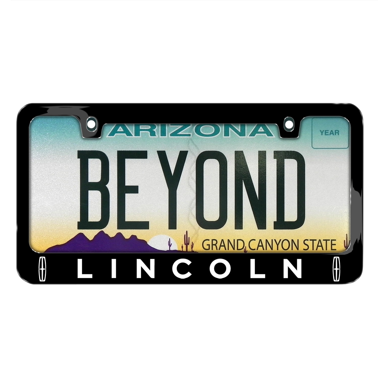 Lincoln Dual Logo Black Metal License Plate Frame