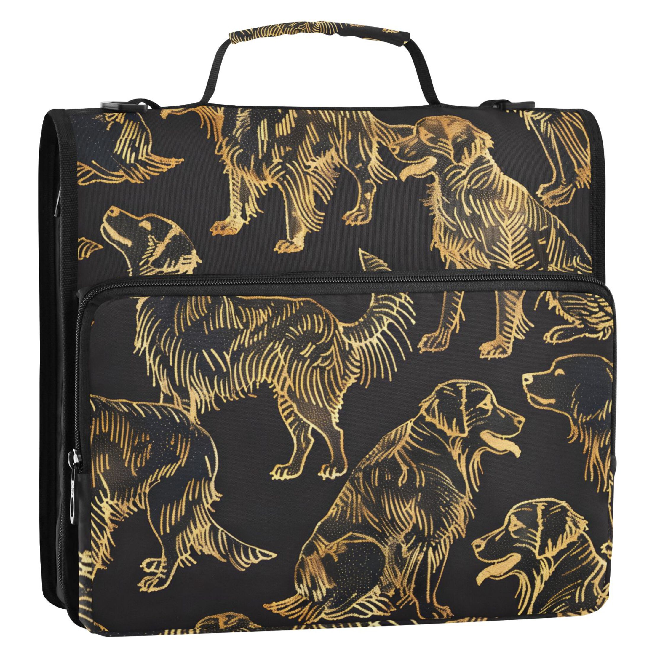 ALAZA Zipper Binder Cool Golden Retriever 3 Ring Trapper Keeper File Folder Organizer Bag