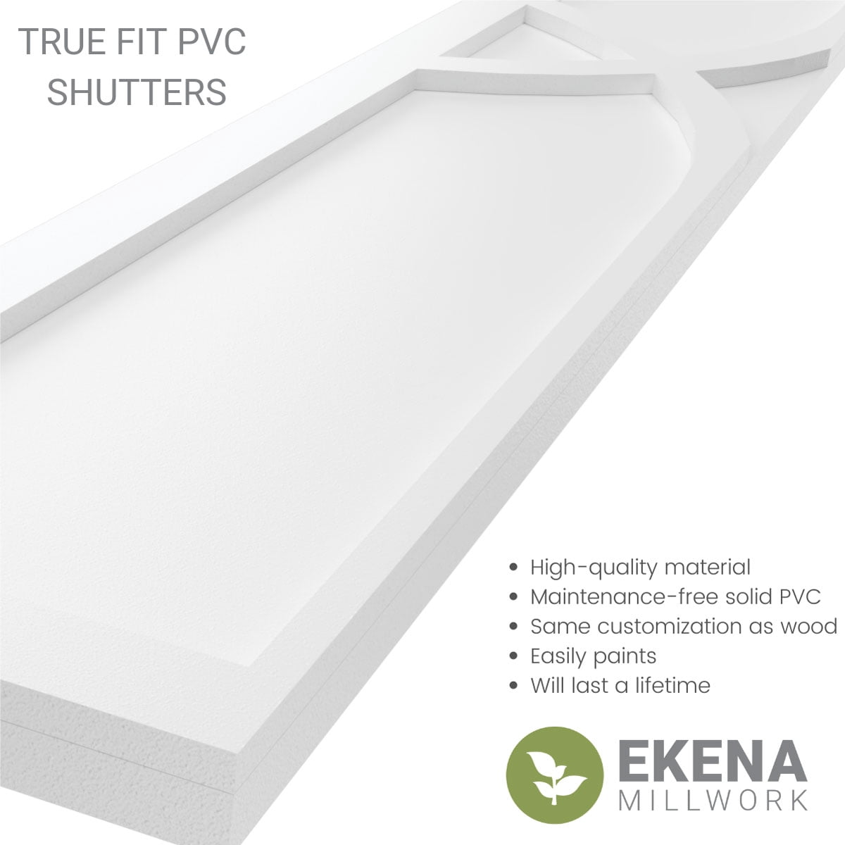 Ekena Millwork 18"W x 47"H True Fit PVC Cedar Park Fixed Mount Shutters, Primed (Per Pair - Hardware Not Included)