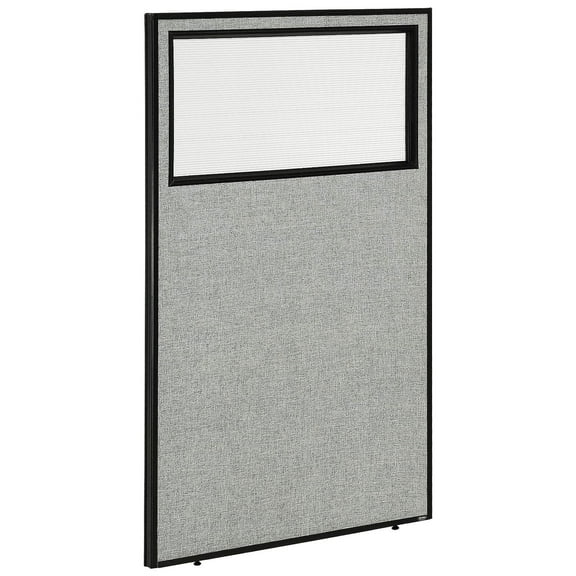 36-1/4"W x 60"H Office Partition Panel with Partial Window, Gray