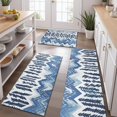 thumbnail image 2 of Blue Chevron Geometric Boho Pattern Kitchen Rugs Sets Of 3,Kitchen Runner Rugs Non Skid Washable,Decorative Kitchen Floor Mats for Kitchen,Sink,Laundry,17"x30"+ 17"x47" + 17"x59", 2 of 6
