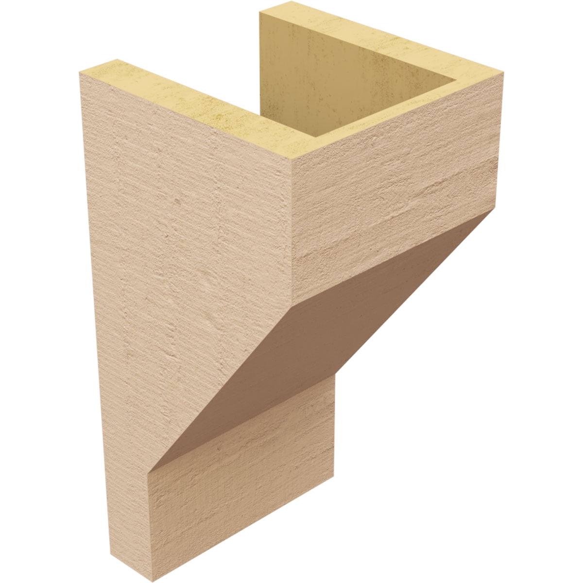 6"W x 6"D x 12"H Wide Clemmons Rough Cedar Woodgrain TimberThane Corbel, Primed Tan