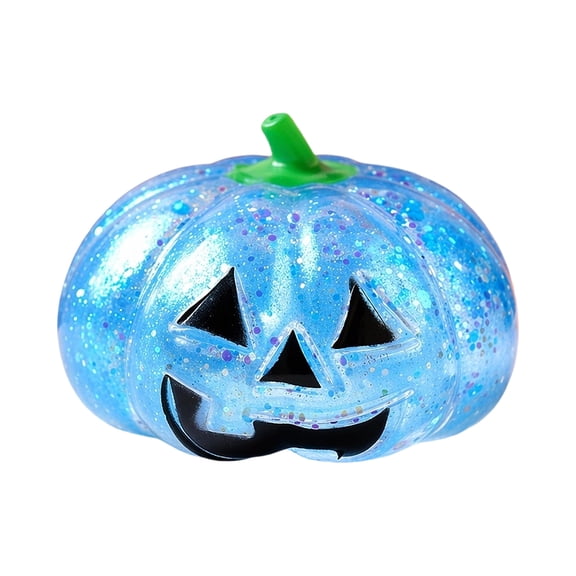 Halloween Pumpkin Squishy Stress Ball Glitter, Soft Sensory Fidget Toy Party Favors Treat Bags (Blue)