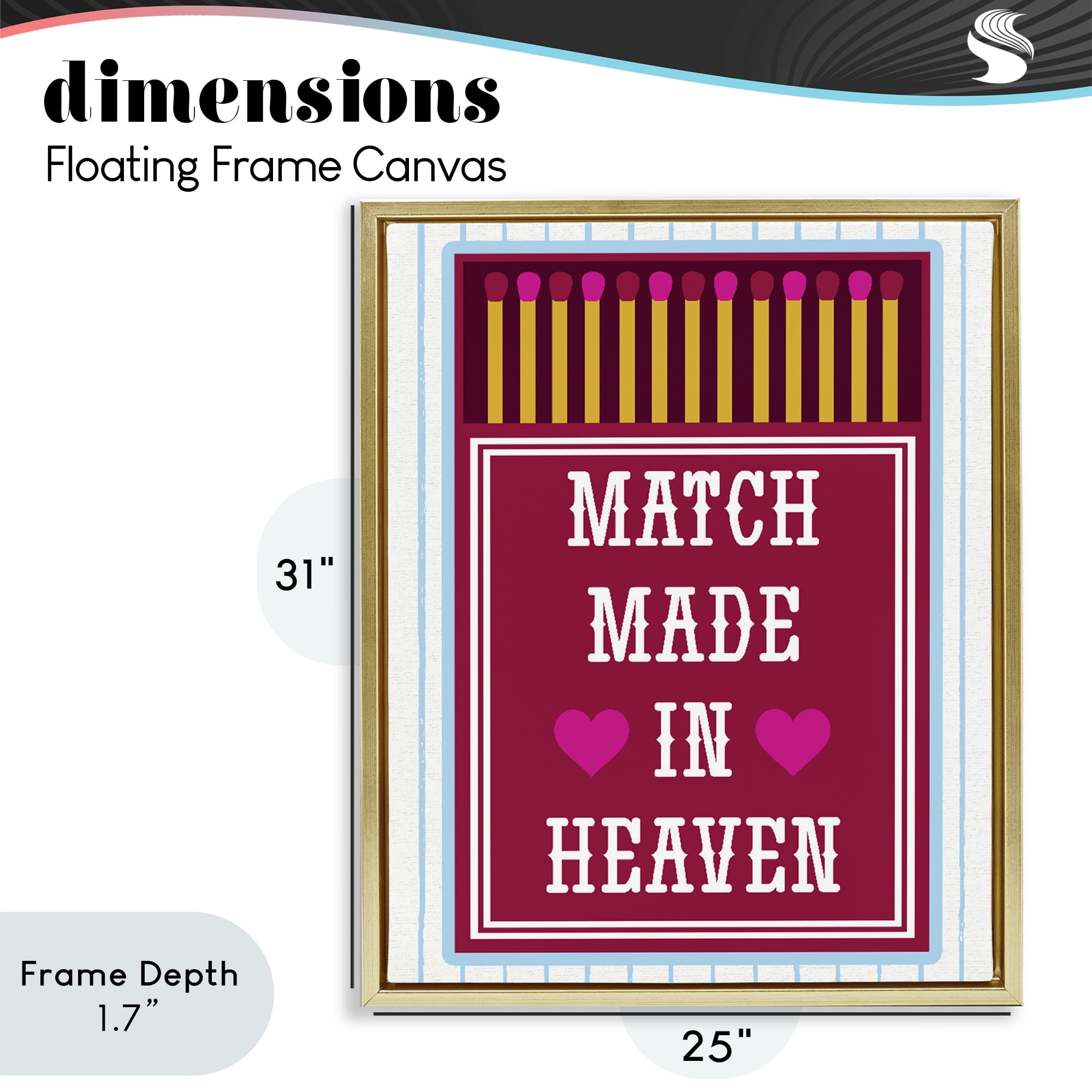 Stupell Industries Vintage Match Made In Heaven Gold Framed Floater Canvas Wall Art, design by Lil' Rue