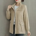 thumbnail image 2 of YDFCWXW Women's Casual Slim Fit Windbreaker Jacket Zip Up Lightweight Utility Jackets Anorak Coat Khaki, 3XL, 2 of 7
