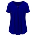 thumbnail image 4 of Blouses for Women Dressy Casual Short Sleeve Tunic Top Button V-Neck Pleated Dailywear Summer Tops, 4 of 6
