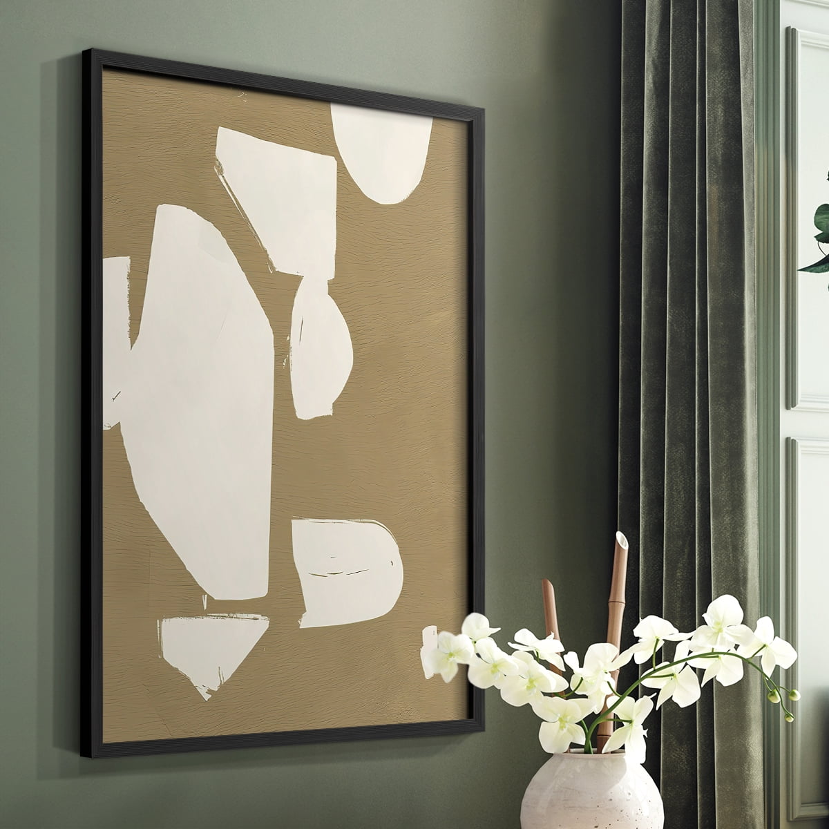 Chunky Abstract II Framed Print in Black Solid Wood Framed Print No Nail Hanging