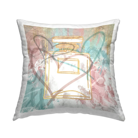 Stupell Industries Trendy Perfume Heart Pattern Decorative Printed Throw Pillow, 18 x 18