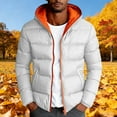 thumbnail image 5 of Men Hooded Winter Down Jackets Coat Lightweight Quilted Fashion Hooded Outwear Color Block Down Jackets Thicken Padded Parka Warm Jacket Coat Lightweight Waterproof Hiking Coat, 5 of 5