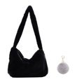 thumbnail image 2 of Bolso Hombro Color Liso Piel Sintética para Mujer Con Bolso Bandolera Pequeño Con Felpa, 2 of 9