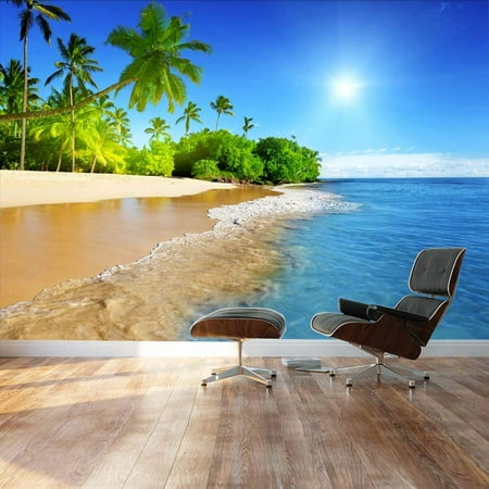 - wall26 Palm trees on tropical beach vacation - Landscape - Wall Mural, Removable Sticker, Home Decor - 66x96 inches