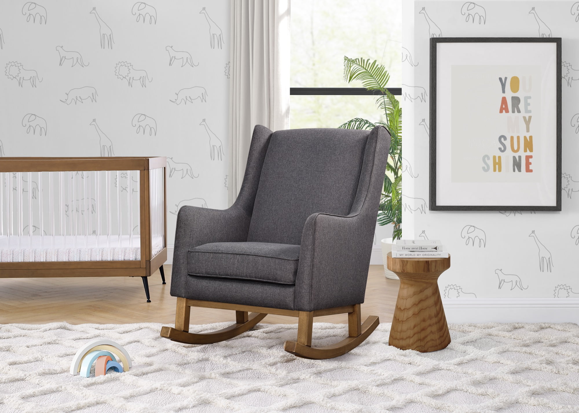Delta Children Hanover Rocking Chair, Charcoal/Acorn