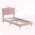 thumbnail image 7 of KATIDAP Twin Size Upholstered single bed frame with scalloped headboard, lambswool, firm platform bed, no box spring required, Wooden Slats, Noise Free, Pink, 7 of 7