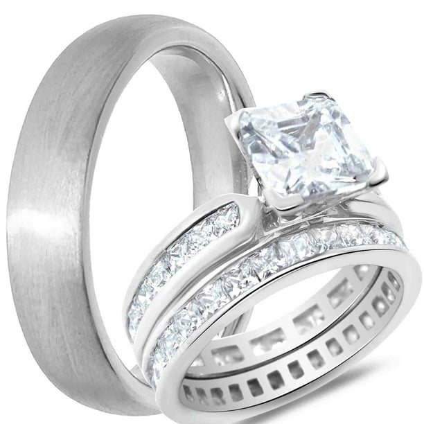 Van toepassing zijn Gezichtsveld vrije tijd His Hers Wedding Rings Set Cheap Matching Rings for Him and Her 6/10 -  Walmart.com