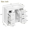 thumbnail image 3 of 36 inch Bathroom Vanity with Sink, Bathroom Sink Vanity with Adjustable Shelves and 4 Drawers, Built-in Soft Closing Doors, Freestanding Bathroom Vanity Cabinet for Bathroom, White, 3 of 9