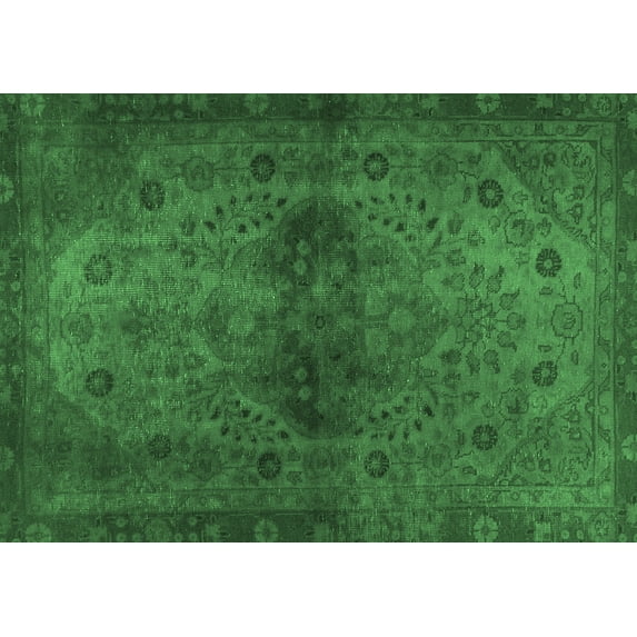 Ahgly Company Indoor Rectangle Abstract Emerald Green Modern Area Rugs, 7' x 9'