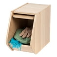 thumbnail image 1 of IRIS USA Boîte de Rangement Modulaire en Bois avec Porte, Étroite, Brun Clair, 1 of 5