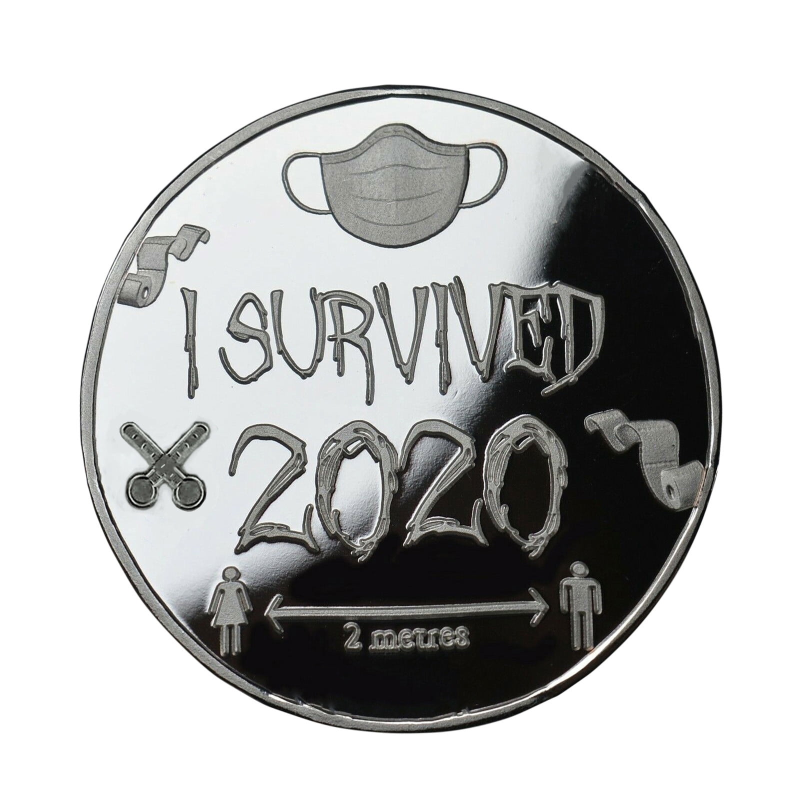 Coin With Clear Case Memento Souvenir Gold+Silver 2 Pack I Survived 2020 Medal 