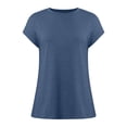 thumbnail image 3 of CUSTG Women's T-Shirts Summer Short Sleeved T Shirt Solid Color Tops Leisure O-Neck Tee, 3 of 4