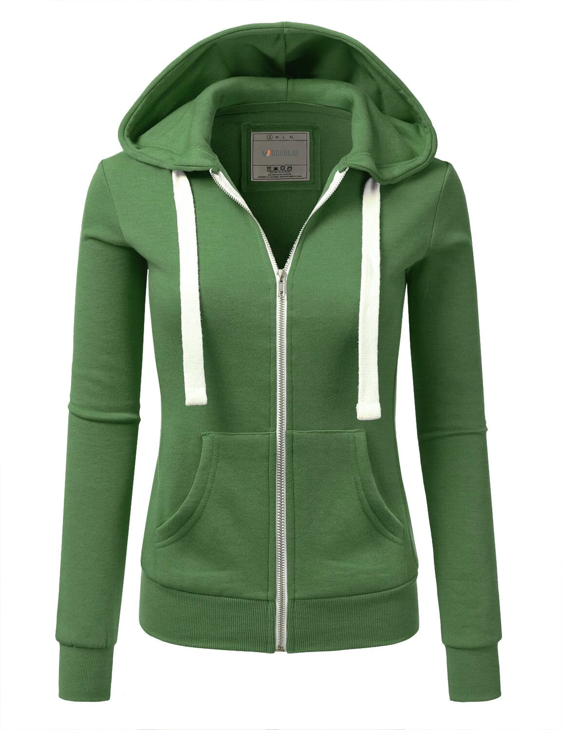 Doublju Women's Lightweight Pocket Zip-Up Hoodie Jacket for Women with ...