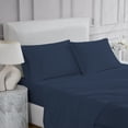 thumbnail image 5 of Purity Home Queen Bed Sheet Set - 100% Cotton Percale - Cool, Crisp, Breathable & Durable 4-Piece - Navy, 5 of 14