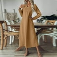 thumbnail image 6 of SDNall Women's Casual V-Neck Dress with Long Sleeve, Pocket Maxi Dress, 6 of 9