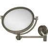 Allied Brass WM-6/5X 8 Inch Wall Mounted Extending 5X Magnification Make-Up Mirror, Antique Pewter