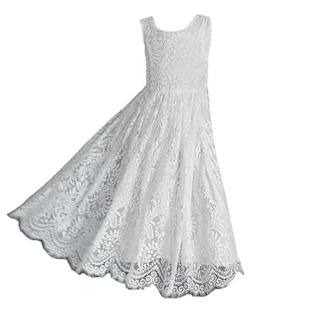 

HTGFGMGW Flower Girl Dress Children s Dress Princess Dress Girl Backless Lace Dress Flower Child Fancy High End Wedding Dress Girl Dress Girls Dress White