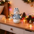 thumbnail image 4 of Plush Snowman Figurine Decorative Ornament with Knitted Sweater Hat Bow and Snowflake Pendant for Winter Holiday Display, 4 of 5