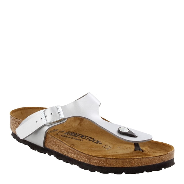 Sandalias Birkenstock Gizeh Birko-Flor Tanga plateadas 38EU