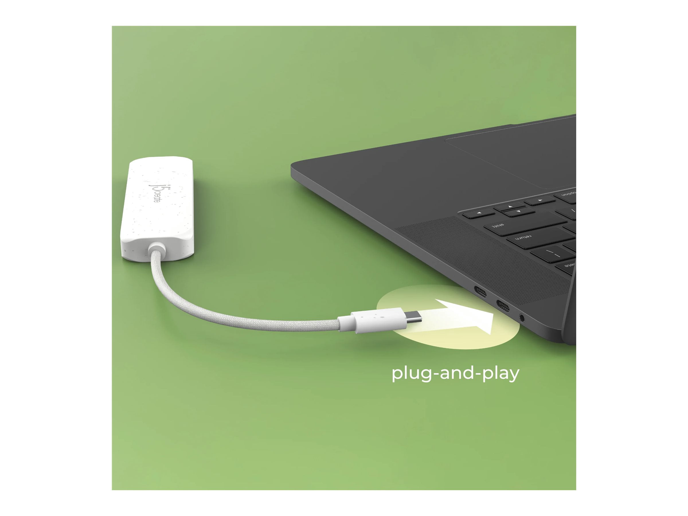 j5create Eco-Friendly 4-Port USB Type-C Hub Pure White (JCH345EW)