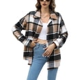 thumbnail image 3 of Women'S Flannel Plaid Shacket Fall Outfits Long Sleeve Button Down Shirts Jacket Coats with Side Pockets Khaki S, 3 of 9