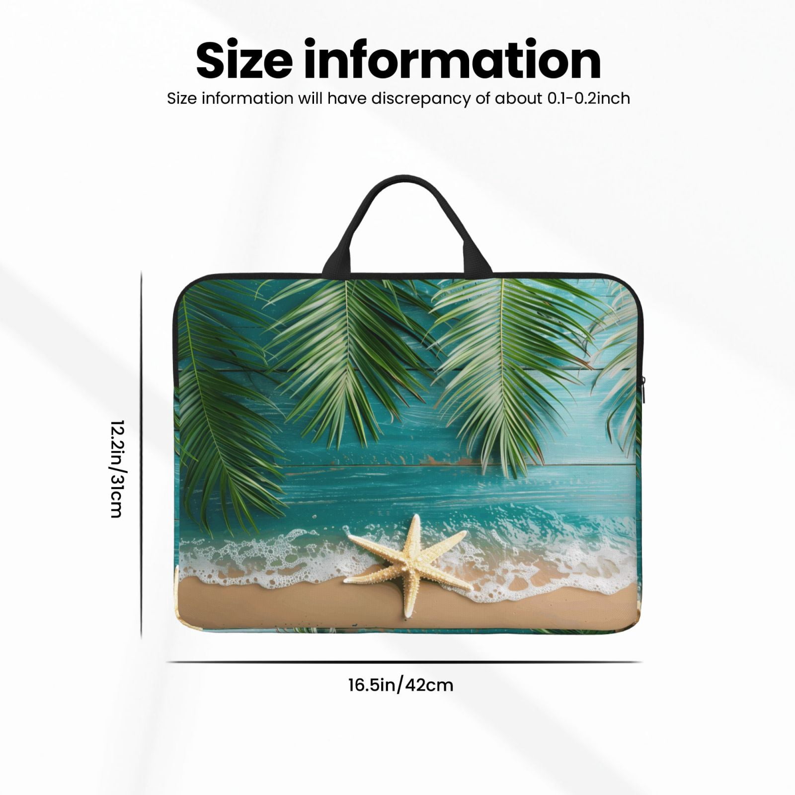 Laptop Sleeve Bag For Women Men 14inch Waterproof Durable Protective Computer Carrying Cover Handle Laptop Case Bag Beach Palm Leaf Starfish (5) (1)